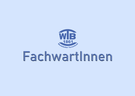 Logo des Handballsportvereins WB 1861 mit dem Schriftzug &bdquo;FachwartInnen&ldquo; auf hellblauem Hintergrund.