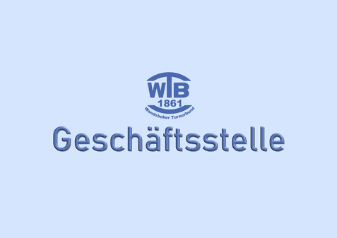 Logo der W.B. 1861 mit der Schrift "Gesch&auml;ftsstelle" auf hellblauem Hintergrund.